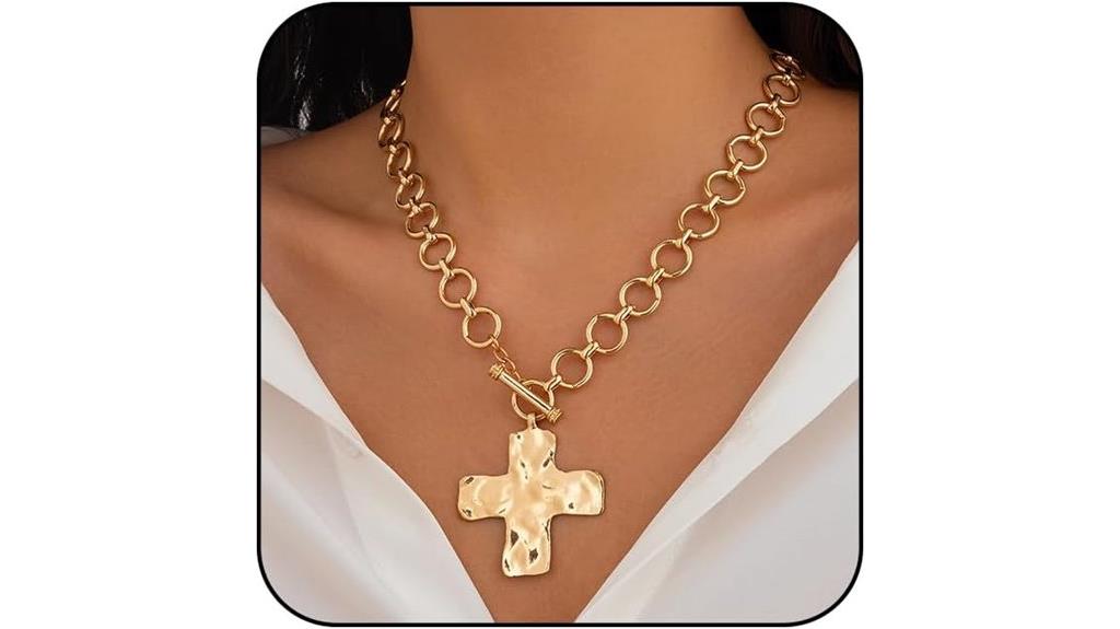 gold chunky cross necklace