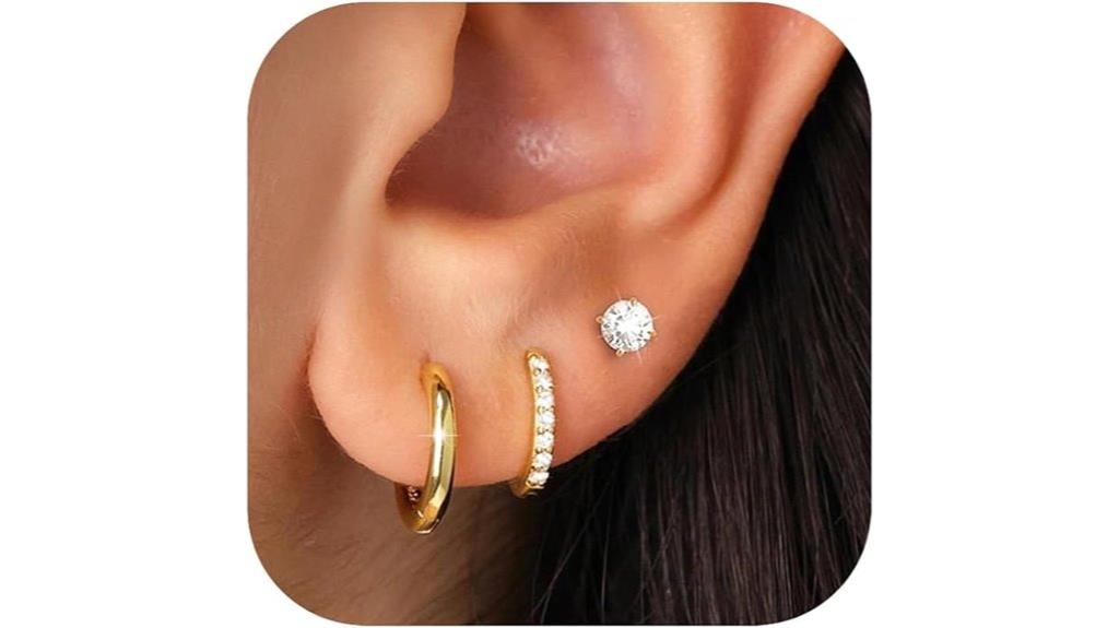 gold hoop earrings set