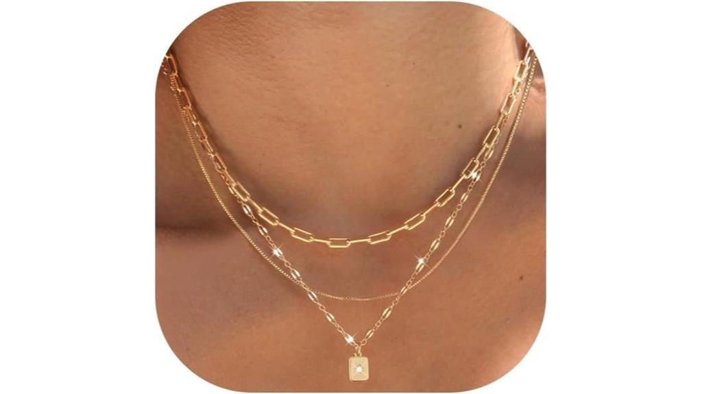 gold plated layered necklaces
