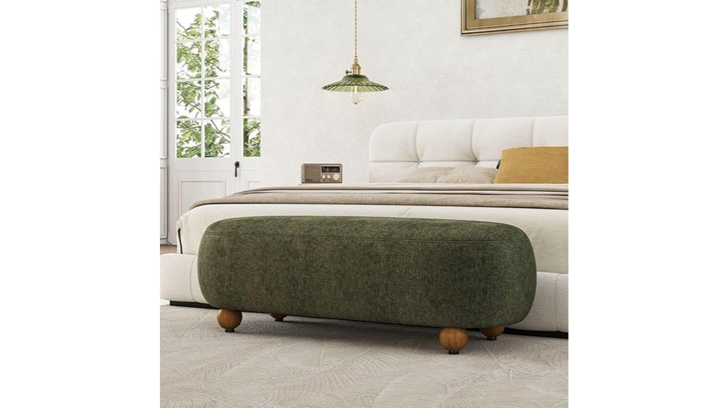 green chenille bed bench