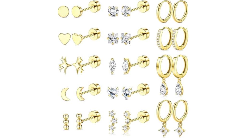 hypoallergenic gold flat earrings