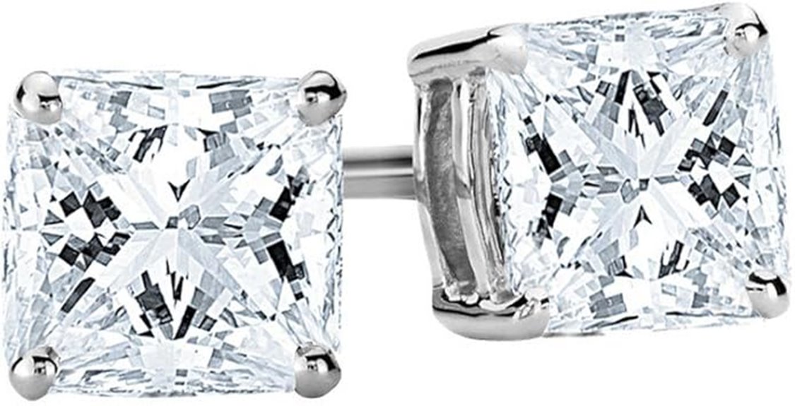 lab grown princess cut earrings