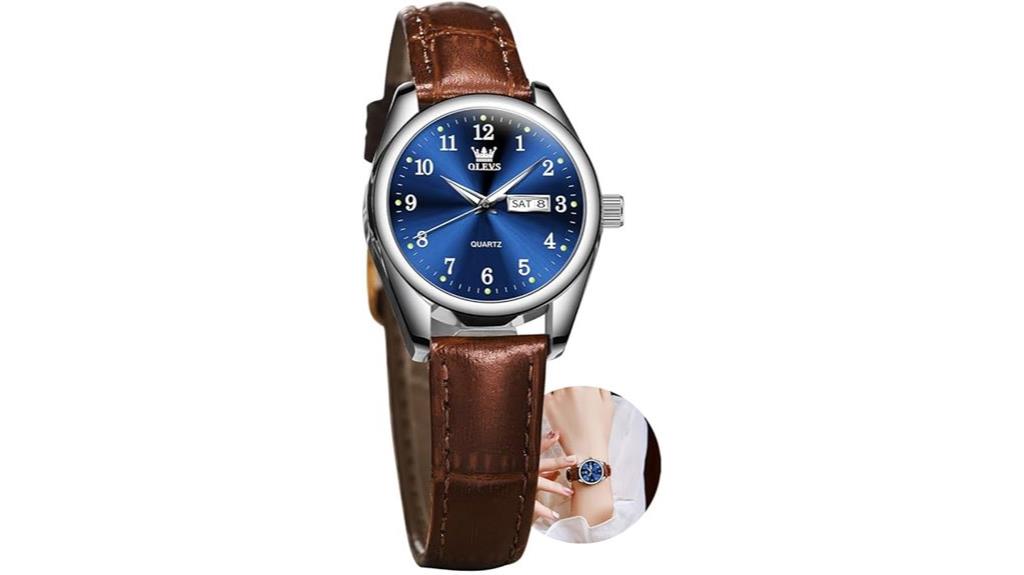 leather band waterproof watch