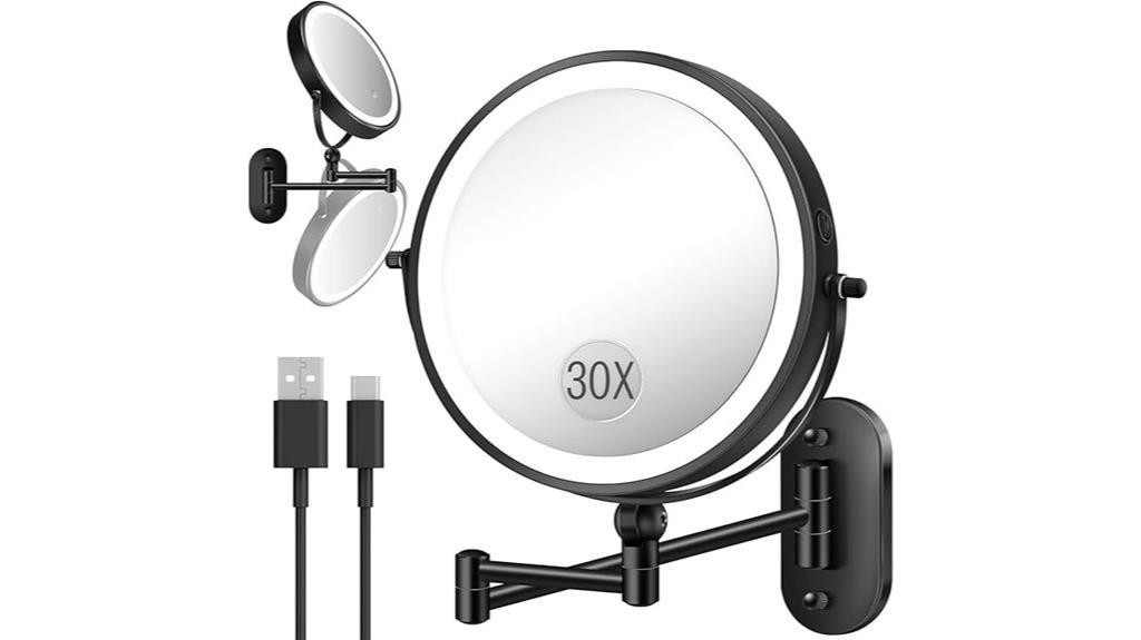 lighted wall mount makeup mirror
