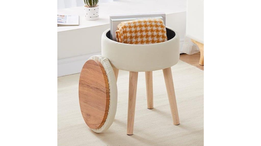 linen round ottoman stool