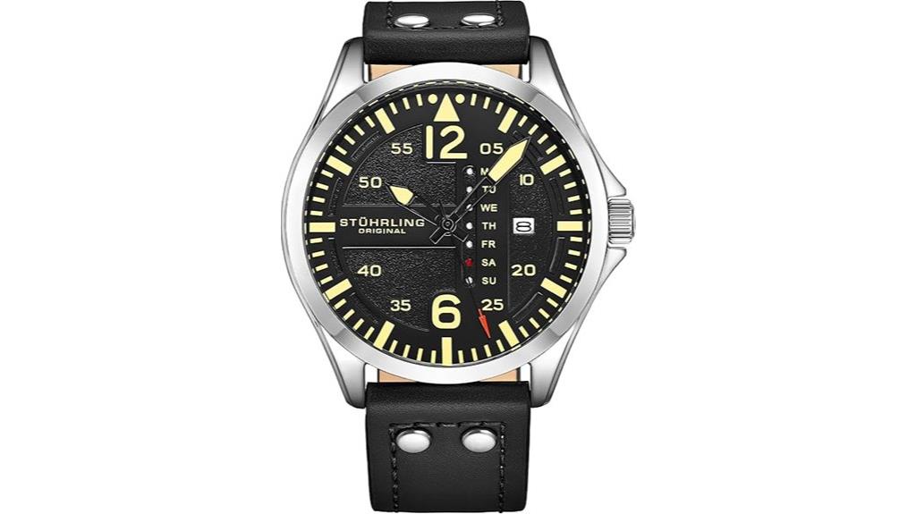 men s leather aviation watch