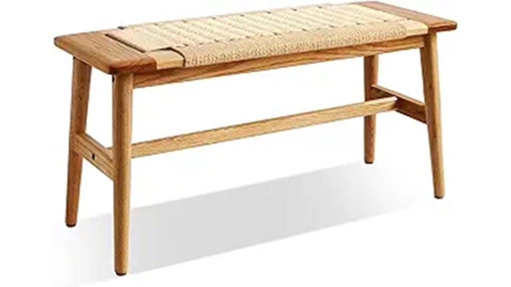 oak wood woven bench