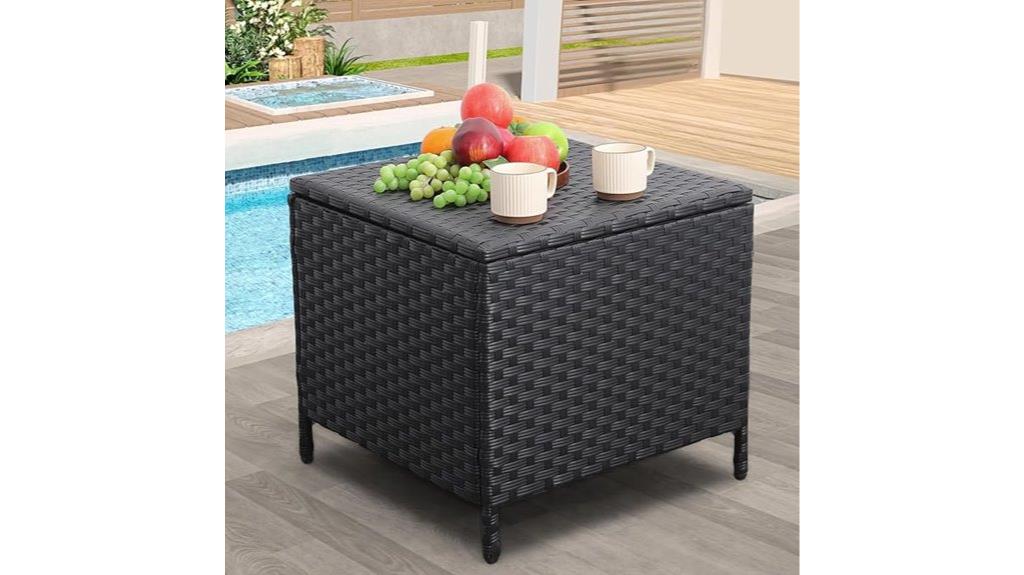 outdoor wicker storage table