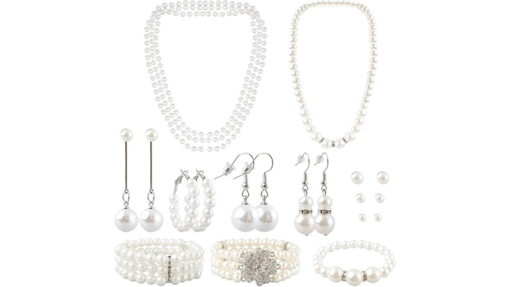pearl necklace earrings set
