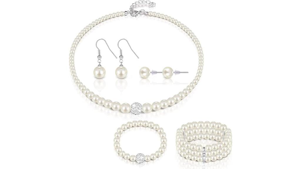 pearl rhinestone jewelry set