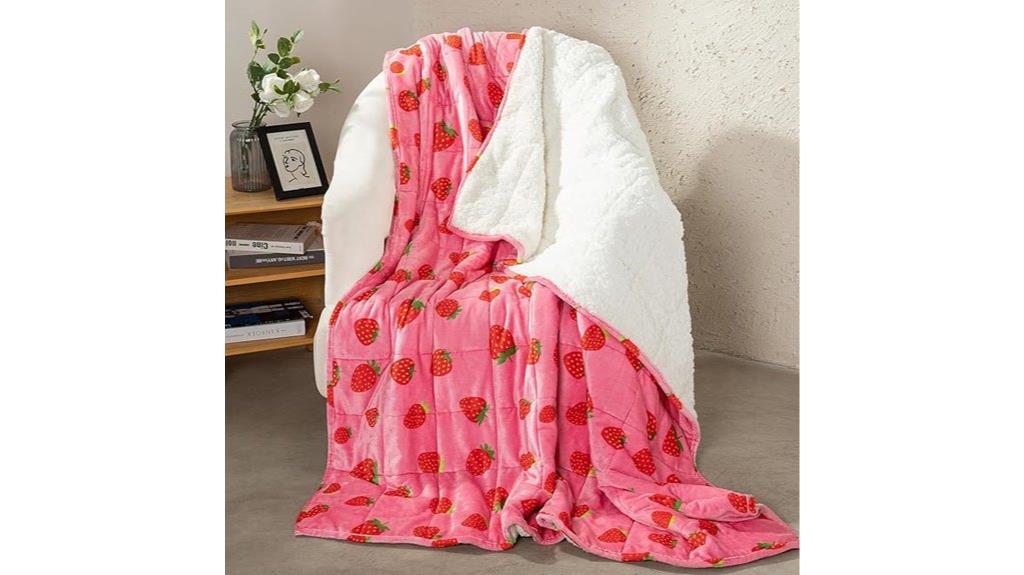 pink strawberry weighted blanket