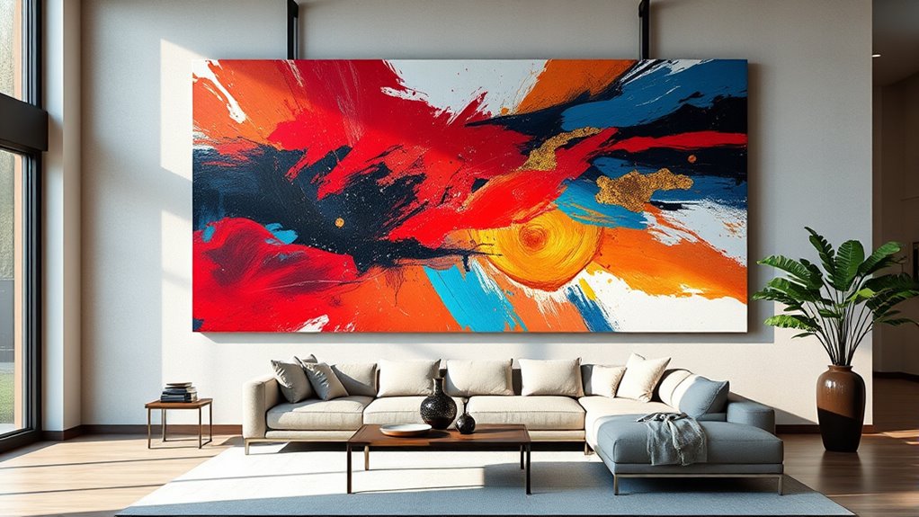 proper large artwork hanging