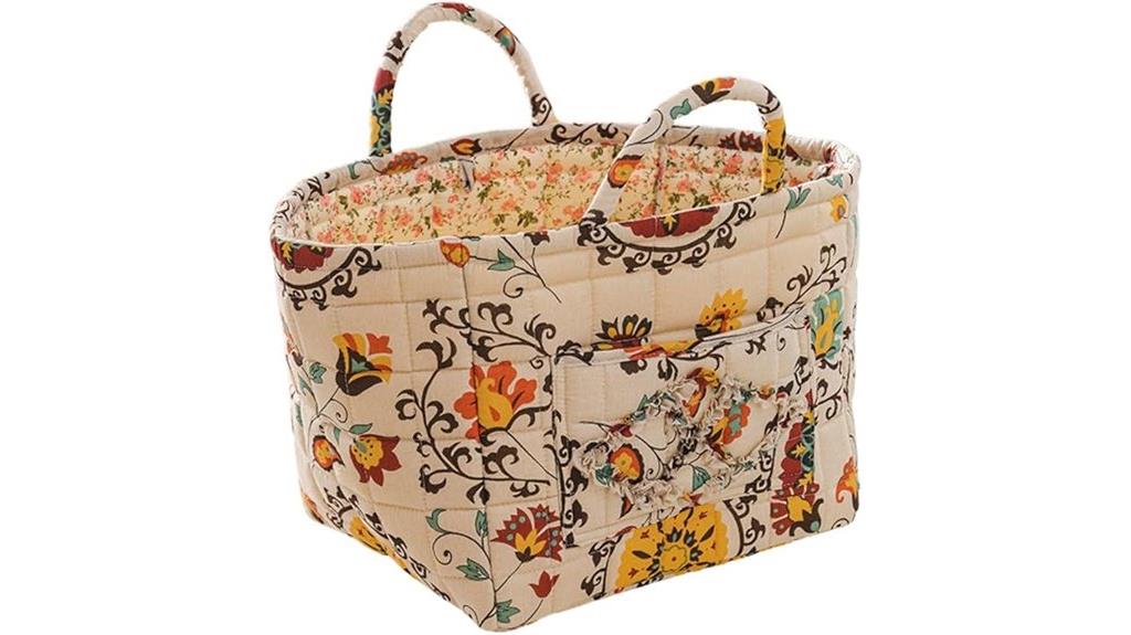 quilted fabric storage basket