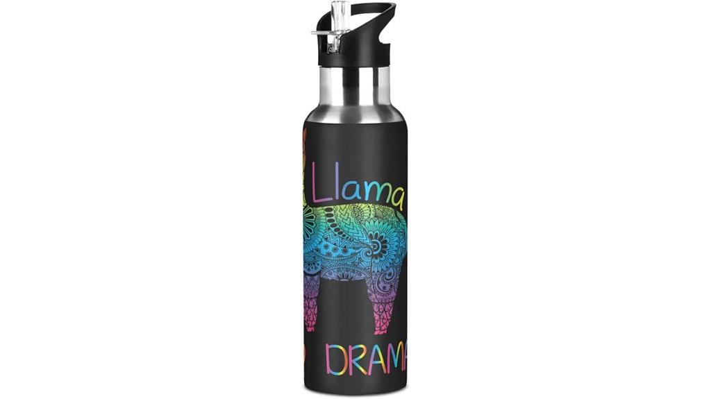 rainbow llama water bottle