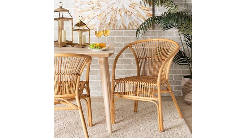 rattan armrest dining chair