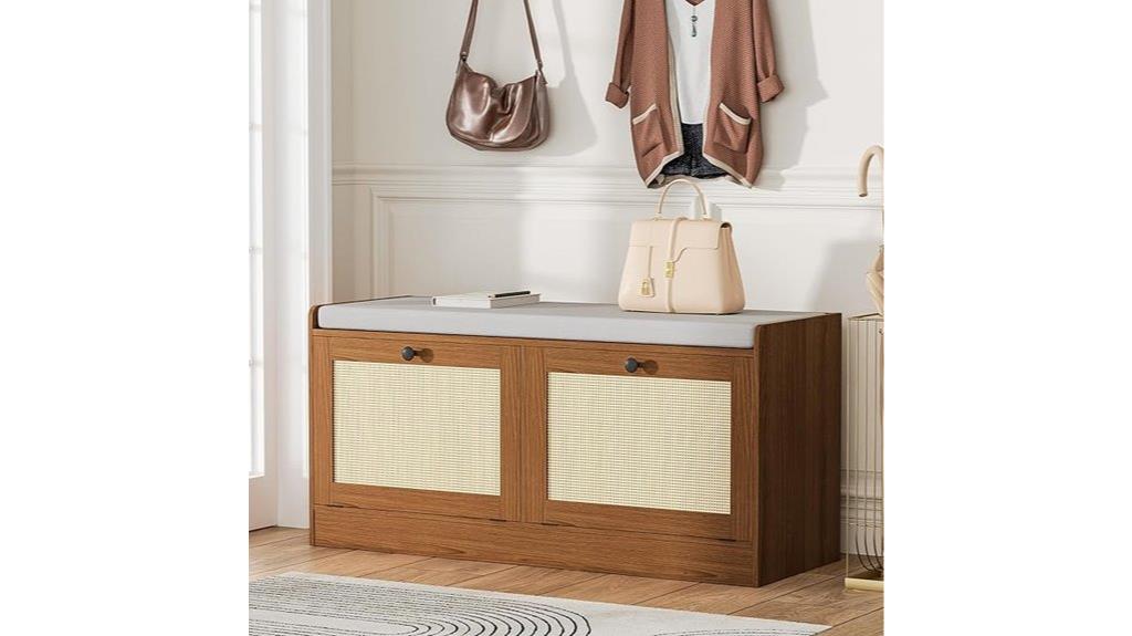 rattan shoe storage bench