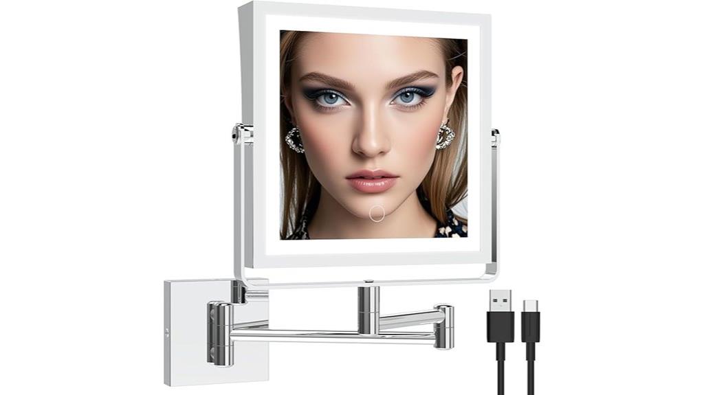 rechargeable lighted wall mirror