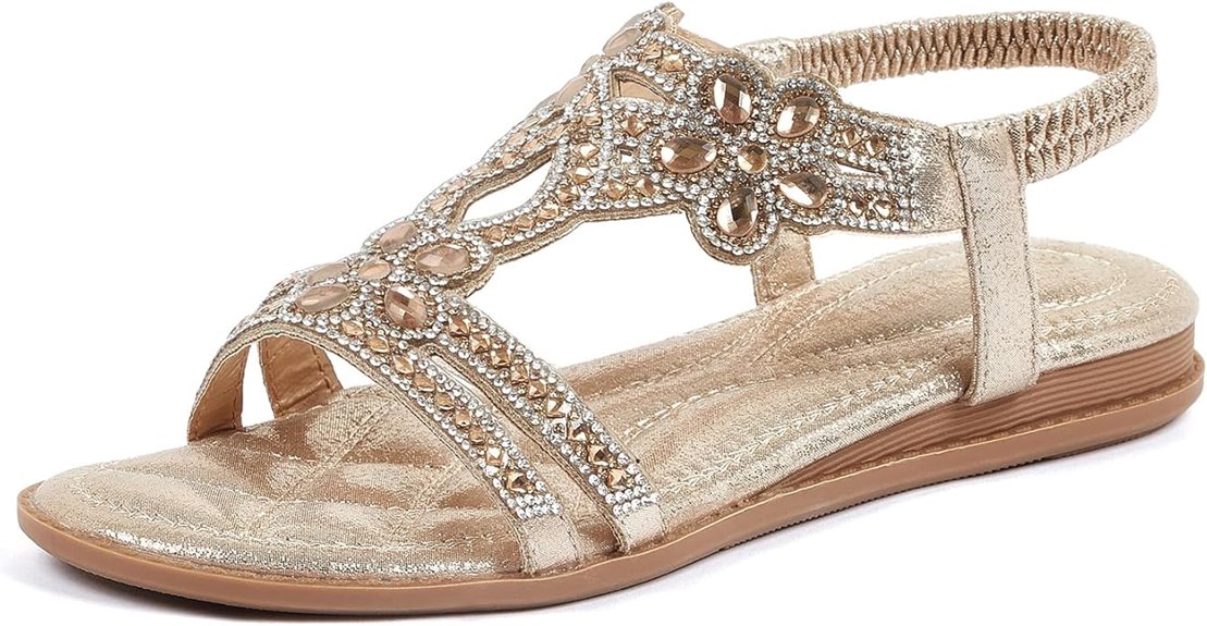rhinestone t strap sandals