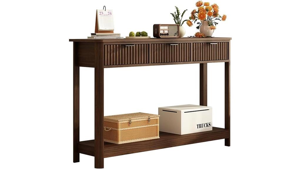 rustic fluted wood console