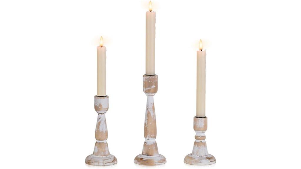 rustic wood candle holders