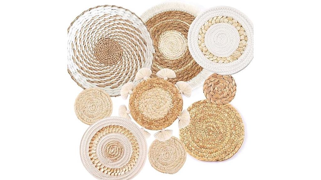 set of nine woven baskets