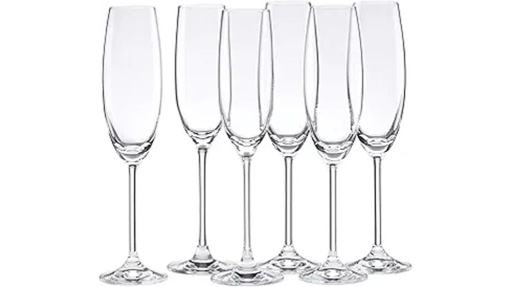 set of six champagne flutes