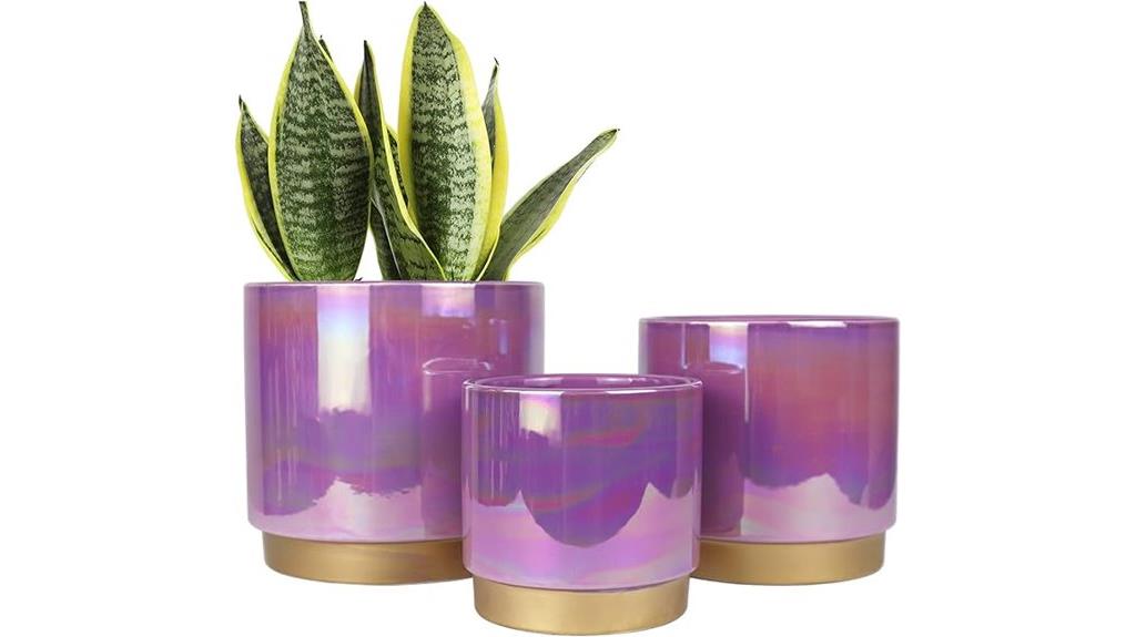 set of three ceramic pots