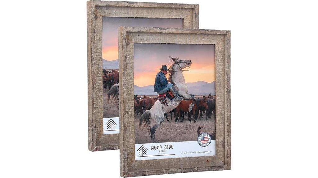 set of two rustic barnwood frames