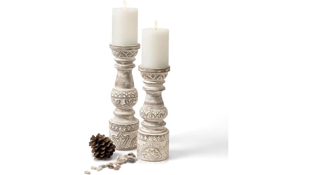 set of two tall candle holders
