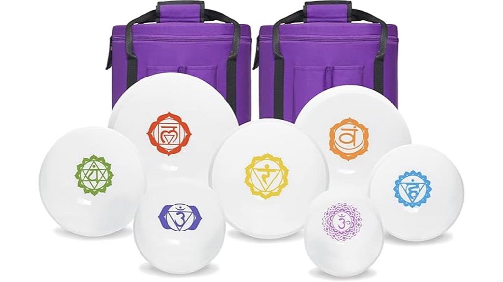 seven chakra quartz bowls