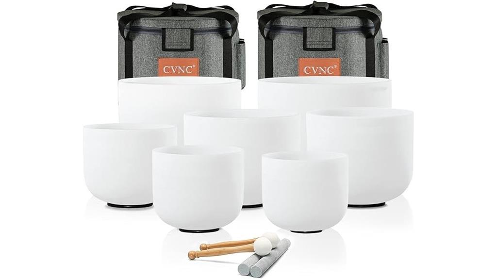 seven crystal singing bowls