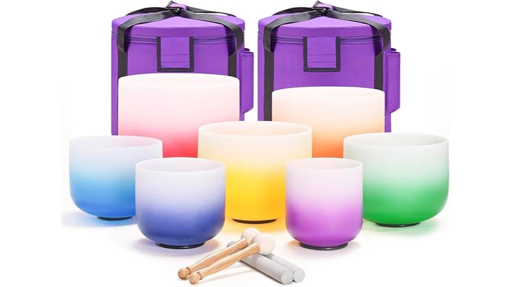 seven crystal singing bowls