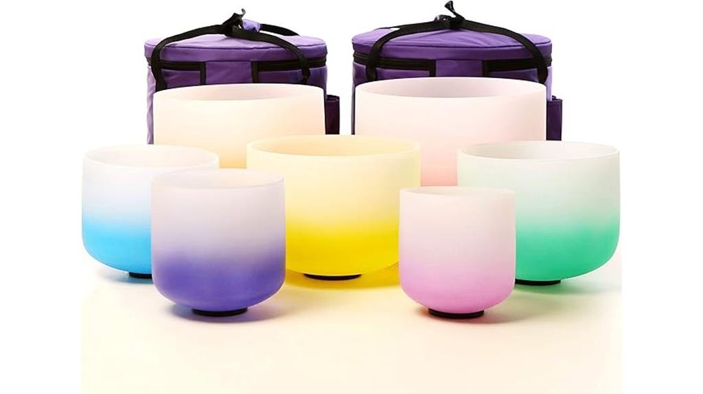 seven crystal singing bowls