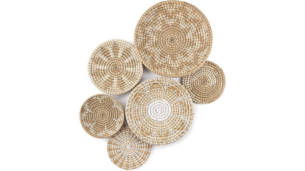 six handcrafted boho baskets