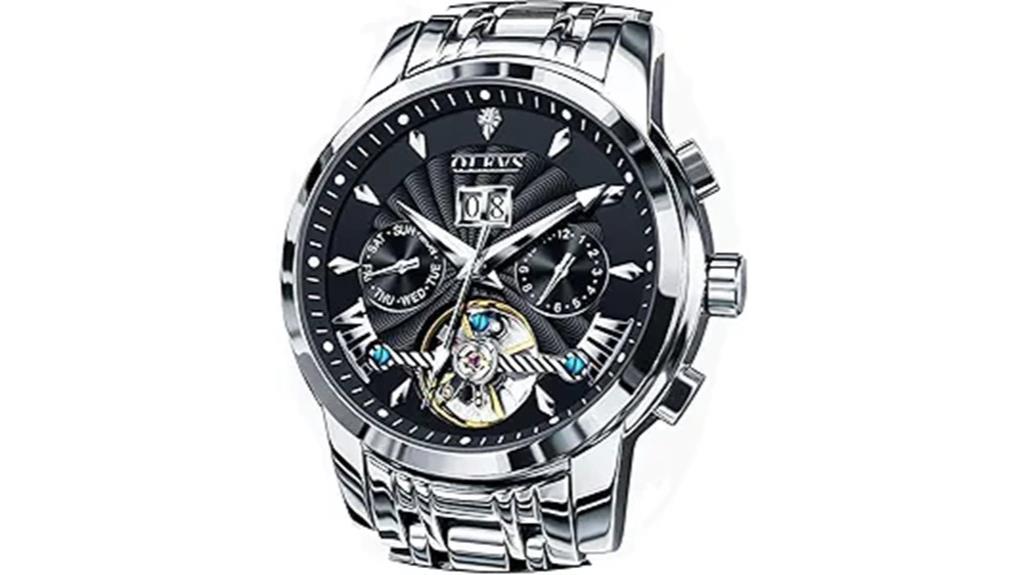skeleton watch with date