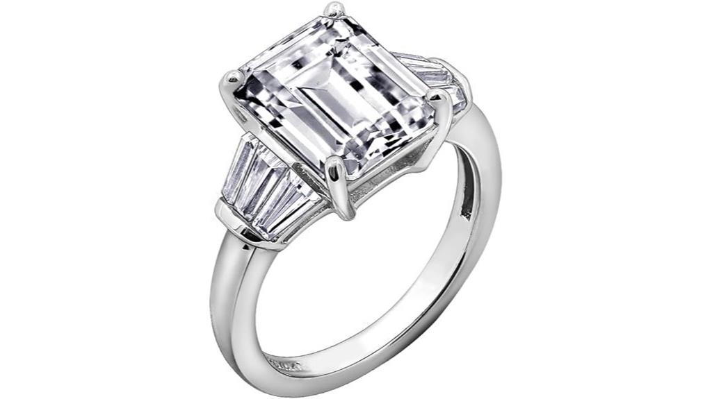 sterling silver emerald ring