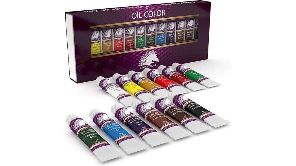 twelve tube oil paint set