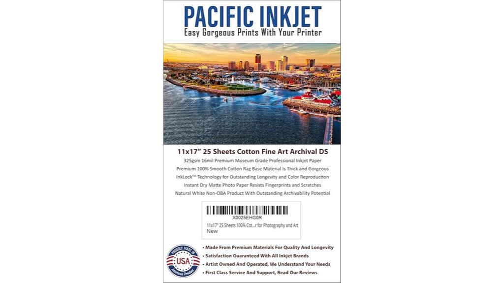 twenty five cotton inkjet sheets