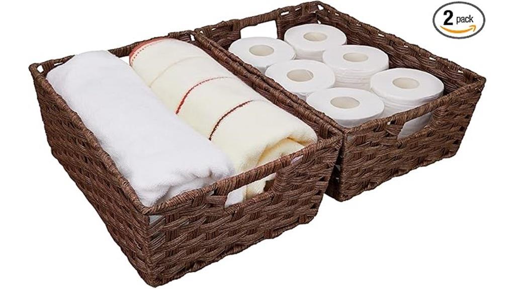 two large wicker baskets