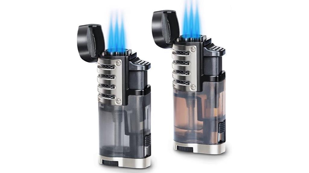two refillable triple jet lighters