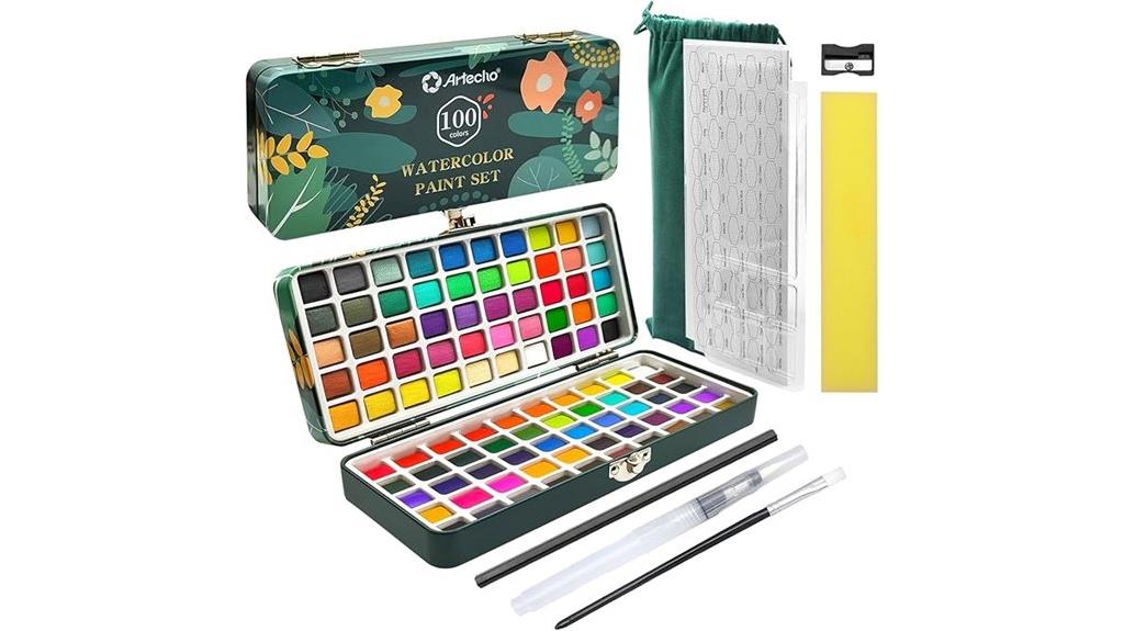 vibrant 100 color metallic watercolors