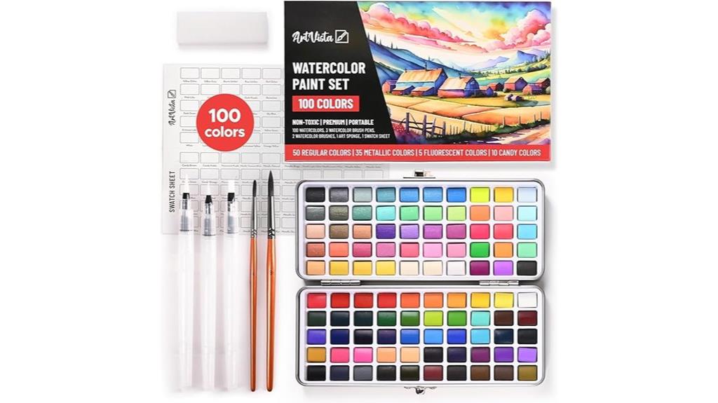 vibrant 100 color watercolors