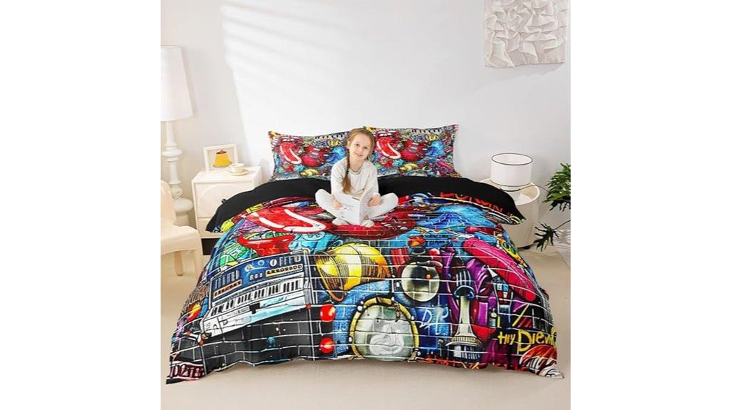vibrant graffiti queen bedding