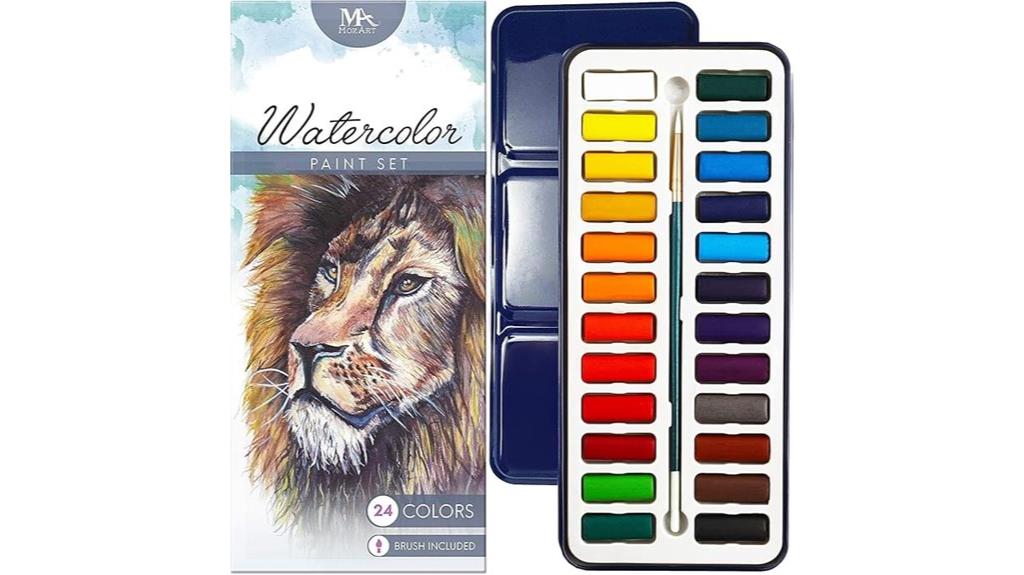 watercolor paints with brush