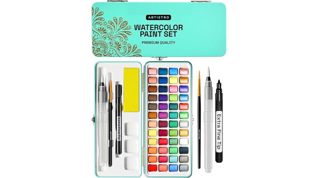 watercolor set with metallic
