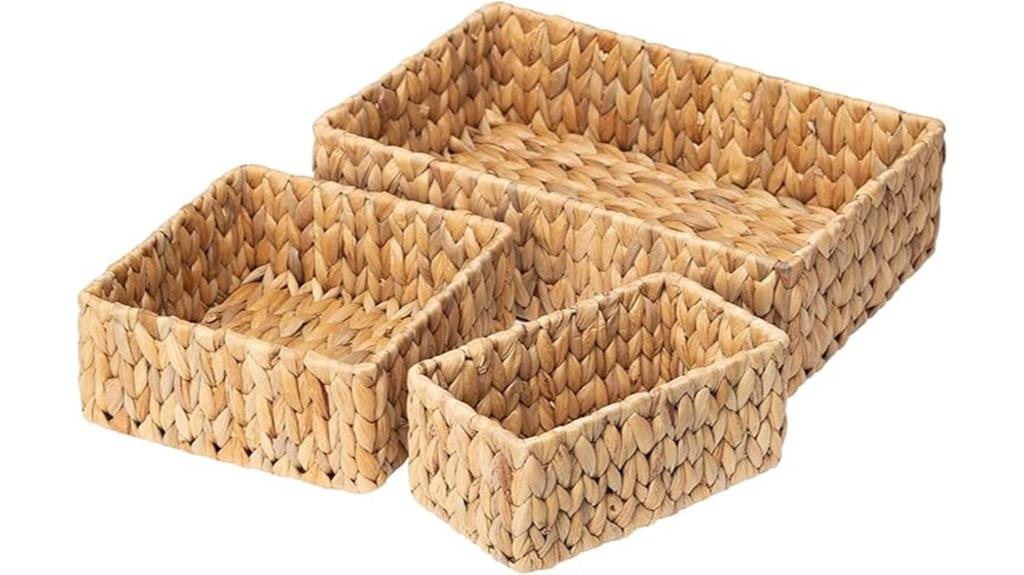 wicker basket organization set