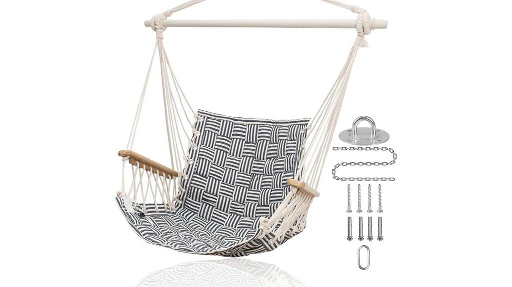 wooden armrest hammock chair