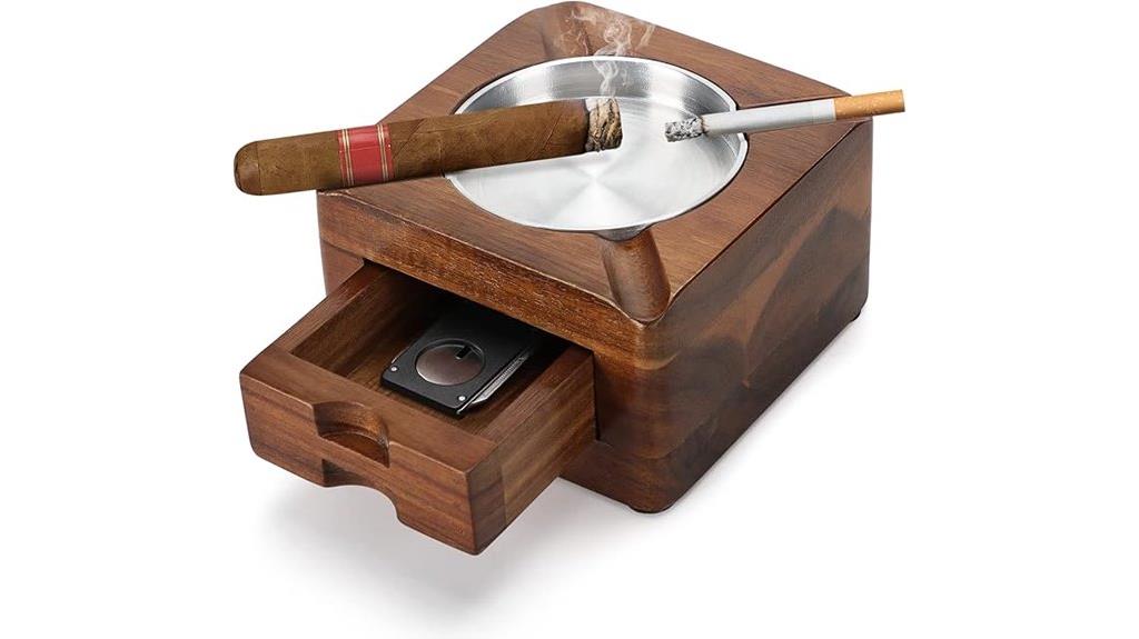 wooden ashtray with drawer