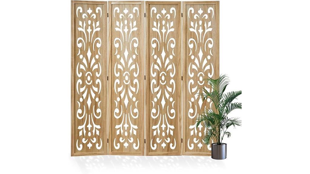 wooden carved folding screen