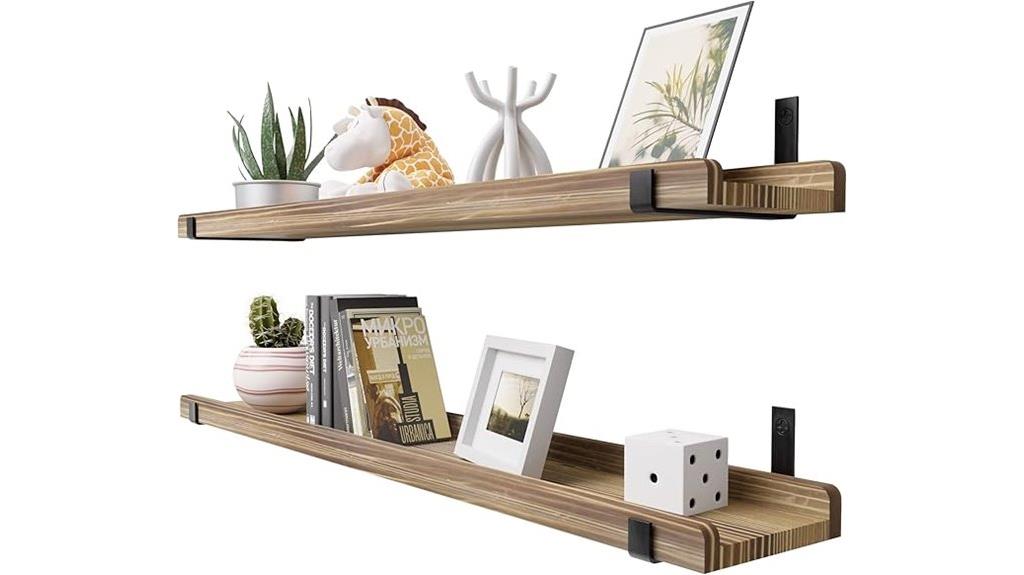 wooden floating shelves set